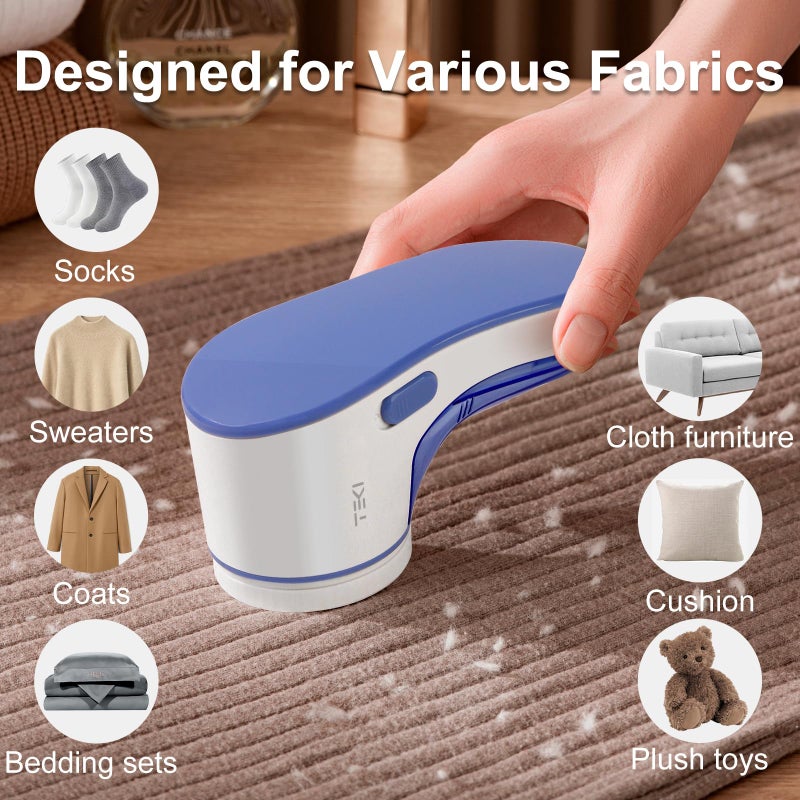 TEKI Fabric Shaver  Lint Remover for Clothes Rechargeable Clothes Shaver Pill Remover  Electric Sweater Defuzzer  Sweater Shavers to Remove Pilling  Couch  Fuzz  Furniture (2 Replaceable Blades) - Image 5